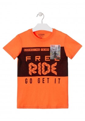 camiseta de manga corta con print de LOSAN para niño modelo 013-1015AL