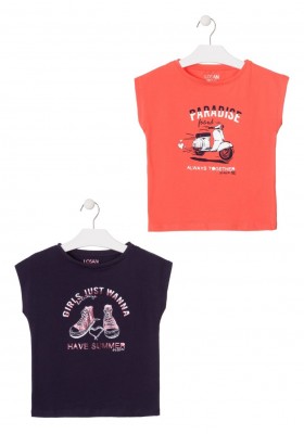camiseta de manga corta con print de LOSAN para niña modelo 014-1208AL