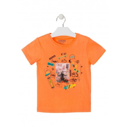 camiseta de manga corta con print de LOSAN para niño modelo 015-1028AL