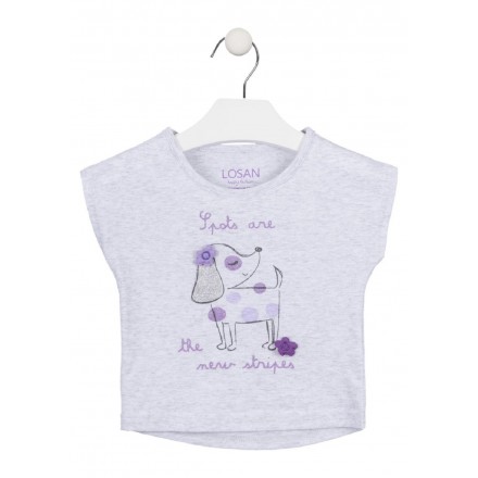 camiseta manga corta con estampado de LOSAN para niña modelo 016-1014AL