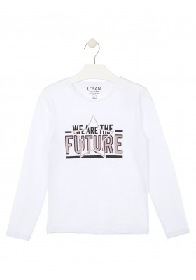 camiseta manga larga con print delanterode Losan para niña modelo 024-1632AL