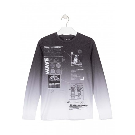 camiseta de manga larga con printde Losan para niño modelo 023-1004AL