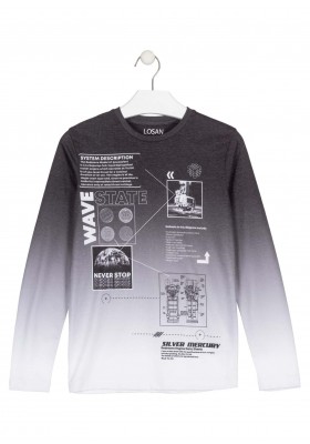 camiseta de manga larga con printde Losan para niño modelo 023-1004AL