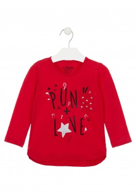 camiseta de manga larga con bolsillode Losan para niña modelo 026-1001AL