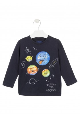 camiseta de manga larga con printde Losan para niño modelo 025-1009AL