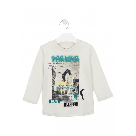 camiseta de manga larga con printde Losan para niño modelo 025-1008AL