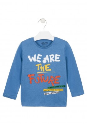 camiseta de manga larga con printde Losan para niño modelo 025-1004AL
