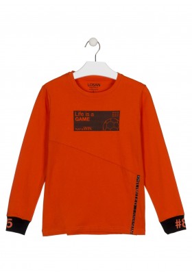 camiseta de manga larga con printde Losan para niño modelo 023-1019AL