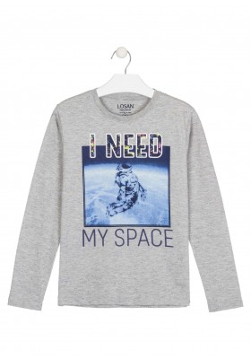 camiseta de manga larga con printde Losan para niño modelo 023-1011AL
