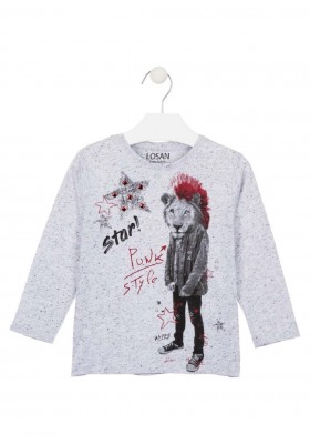 camiseta de manga larga con printde Losan para niño modelo 025-1002AL