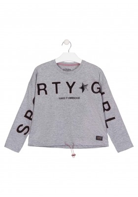 camiseta de manga larga con printde Losan para niña modelo 024-1016AL