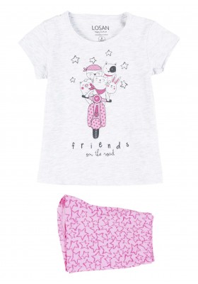 pijama de manga corta con print Losan para niña modelo 116-P002AL
