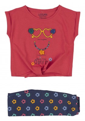 conjunto de camiseta y legging Losan para niña modelo 116-8007AL