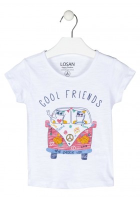 camiseta de manga corta con print Losan para niña modelo 116-1006AL
