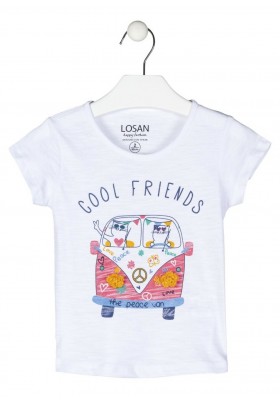 camiseta de manga corta con print Losan para niña modelo 116-1006AL