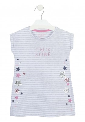 vestido manga corta con estampado Losan para niña modelo 116-7014AL