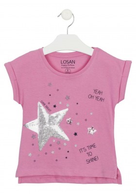 camiseta manga corta con estampado Losan para niña modelo 116-1023AL