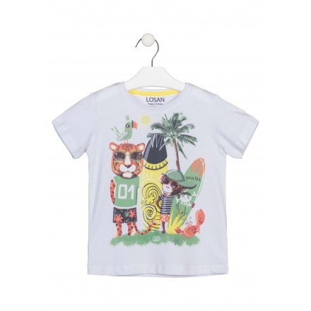 camiseta manga corta con estampado Losan para niño modelo 115-1021AL