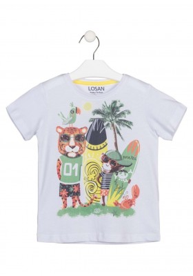 camiseta manga corta con estampado Losan para niño modelo 115-1021AL