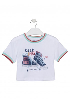 camiseta manga corta con estampado Losan para niña modelo 114-1031AL