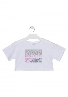 camiseta manga corta con estampado Losan para niña modelo 114-1025AL