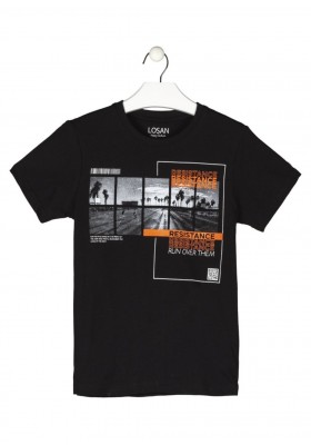 camiseta de manga corta con print Losan para niño modelo 113-1011AL