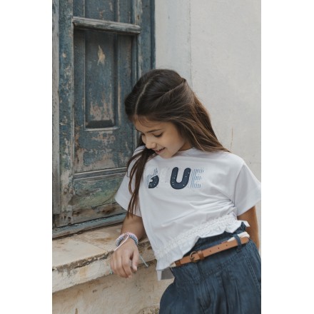 Camiseta manga corta aplique blue Mayoral para niña modelo 3010