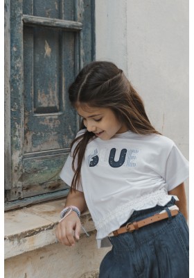 Camiseta manga corta aplique blue Mayoral para niña modelo 3010
