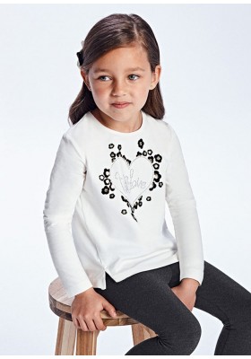 Camiseta manga larga corazon flock de Mayoral para niña modelo 4012
