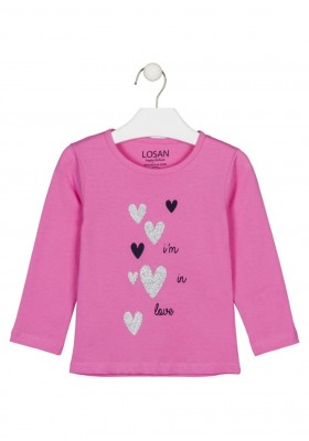 camiseta de manga larga con print Losan para niña modelo 126-1632AL