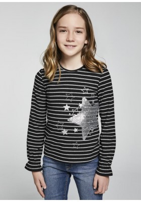 Camiseta manga larga rayas lurex de Mayoral para niña modelo 7081