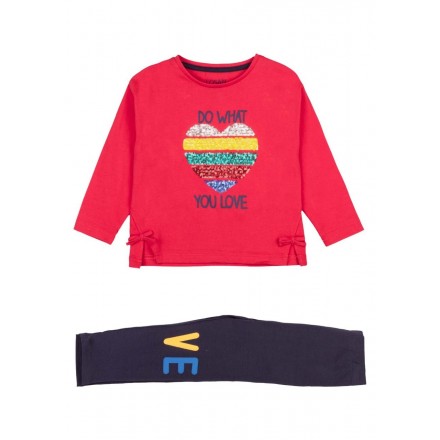 conjunto de camiseta y leggins Losan para niña modelo 126-8001AL