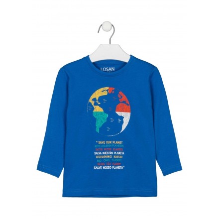 camiseta de manga larga con print Losan para niño modelo 125-1205AL