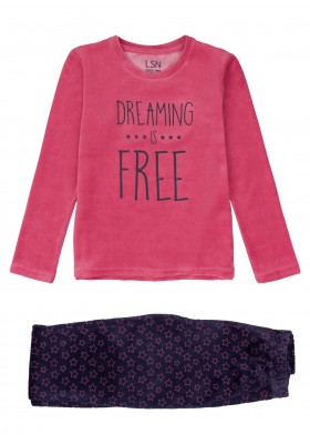 pijama de tundosado con print Losan para niña modelo 124-P001AL