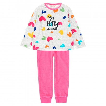 Pijama terciopelo corazones de niña Boboli modelo 923004