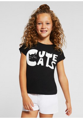 Camiseta manga corta cute cats para niña de Mayoral modelo 6032