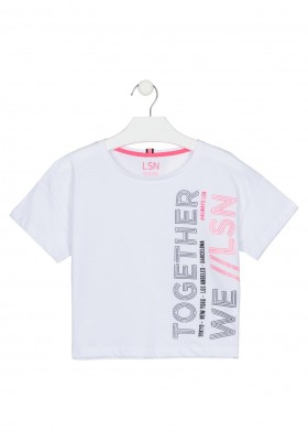 camiseta manga corta con print Losan para niña modelo 21G-1009AL