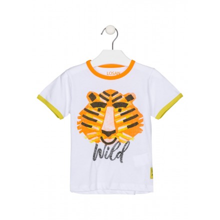 camiseta de manga corta con print Losan para niño modelo 215-1014AL