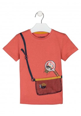 camiseta manga corta y parche de rejilla Losan para niño modelo 215-1009AL