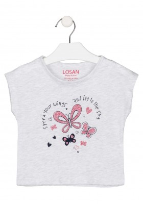 camiseta manga corta con print Losan para niña modelo 216-1682AL