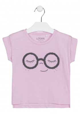camiseta manga corta algodon Losan para niña modelo 216-1021AL