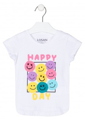 camiseta manga corta con print Losan para niña modelo 216-1009AL