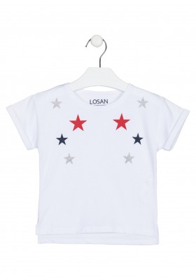 camiseta manga corta con print Losan para niña modelo 216-1008AL