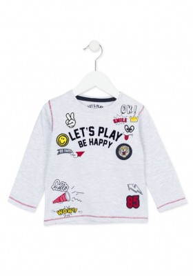 Camiseta manga larga LOSAN niño "let's play be happy" color hielo