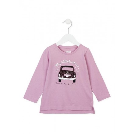 Camiseta manga larga LOSAN niña en color lavanda con estampado en el pecho