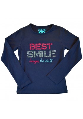 Camiseta manga larga LOSAN niña "best smile" azul marino