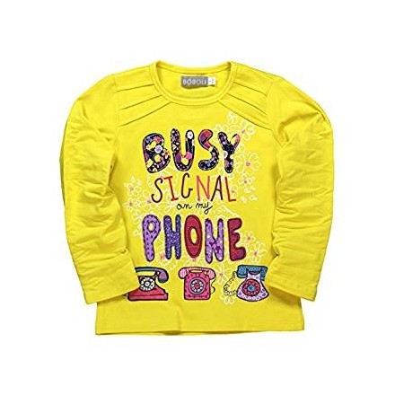 Camiseta manga larga BOBOLI niña de punto elástico color amarillo