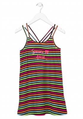 Vestido LOSAN niña de color negro multirayas