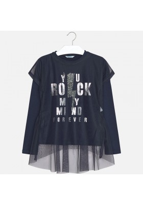 Camiseta manga larga combinada tul MAYORAL niña