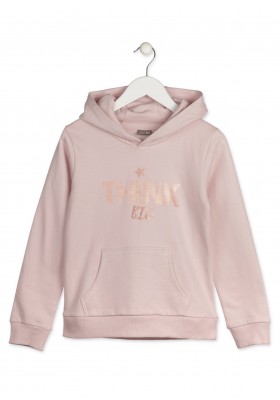 Sudadera LOSAN para niña con capucha de color rosa